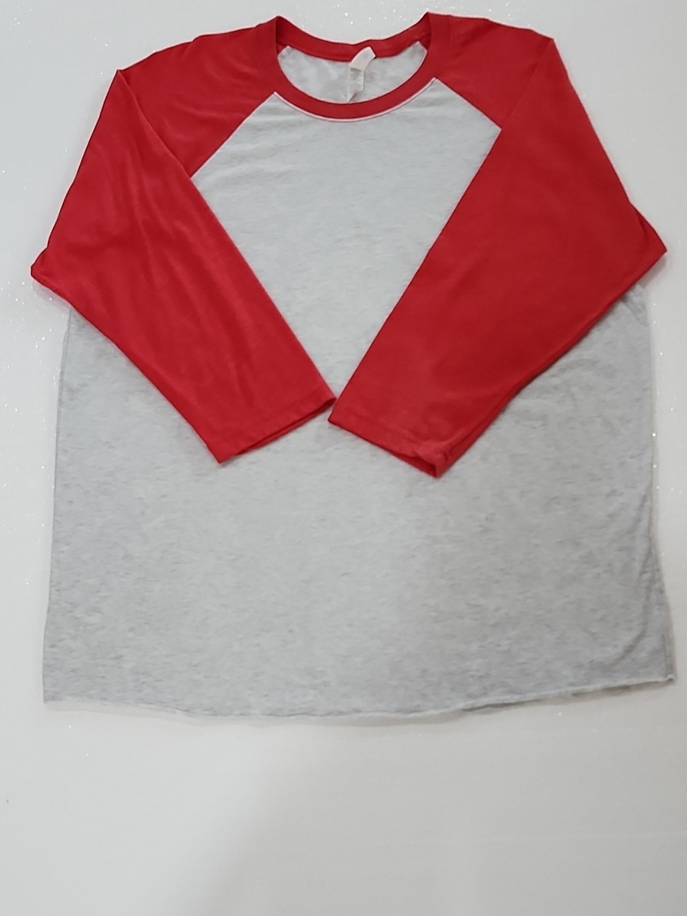 Next Level Men's Baseball Raglan 3/4 Sleeve Colorblock Tee Size XL Gray/Red